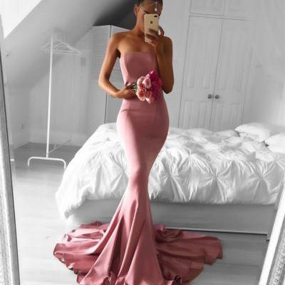 strapless evening dress,simple prom dress,mermaid prom dresses