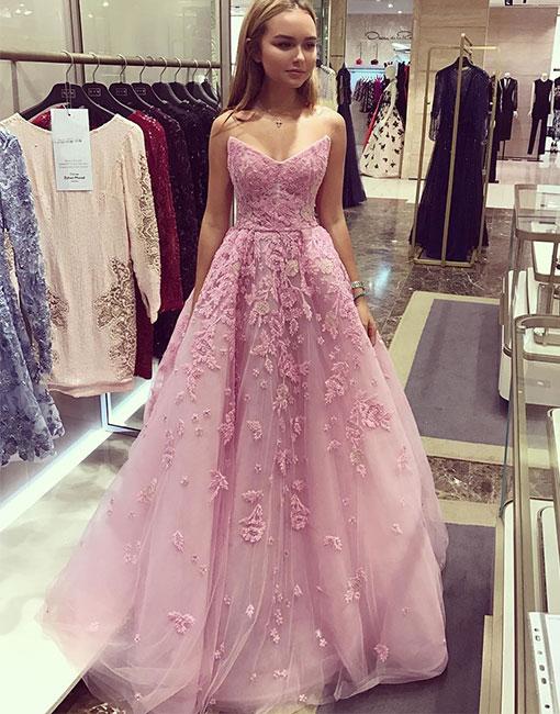 pink tulle formal dress