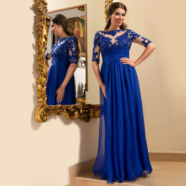 royal blue mother of the bride long dresses