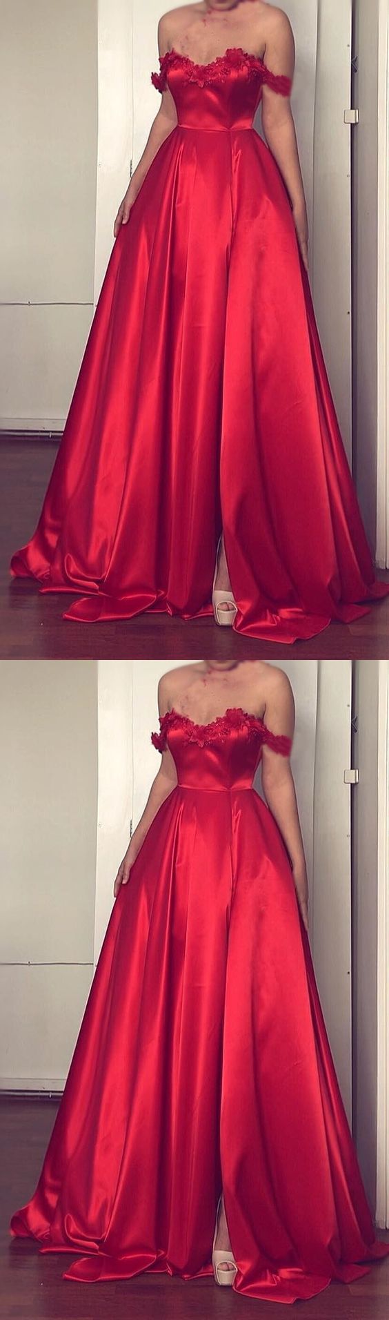 Lilac - Off The Shoulder Sheath Satin Long Prom Dresses main image 1