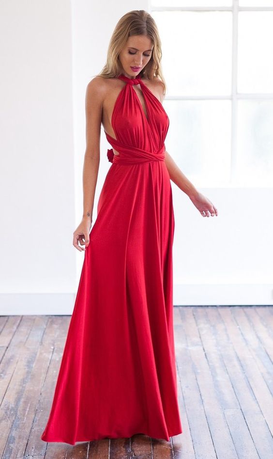 Red Chiffon Maxi Dress