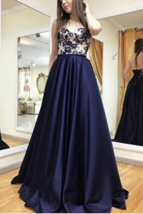 A-Line Sweetheart Tulle Long Prom Dress with Appliques VK24033001 main image 1