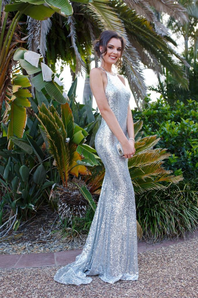 Sparkly Silver Sequins Prom Dresses Halter Backless Mermaid Long Party ...